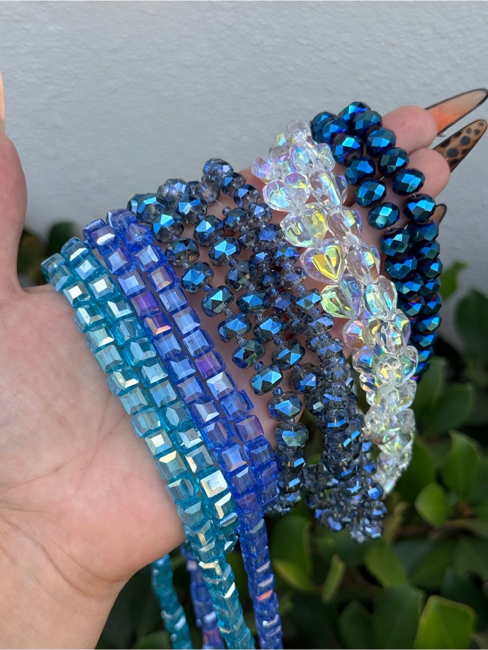 Bulk Curated Bead Strand Set - Faceted Blue Chunky Glass Beads